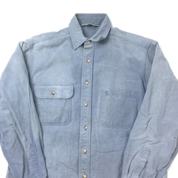 Distressed Carhartt Light Blue Flannel Shirt - Picture 3 of 6